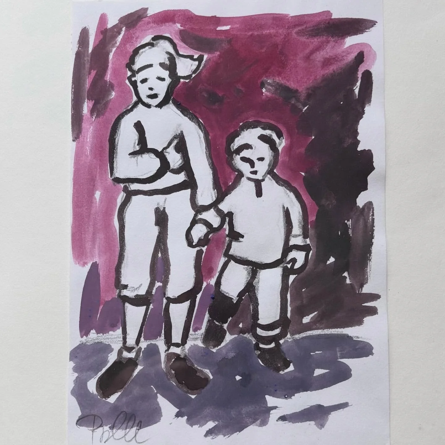 S&oslash;ster #skoleb&oslash;rn #s&oslash;skende #skitse #tempera #gl&aelig;de