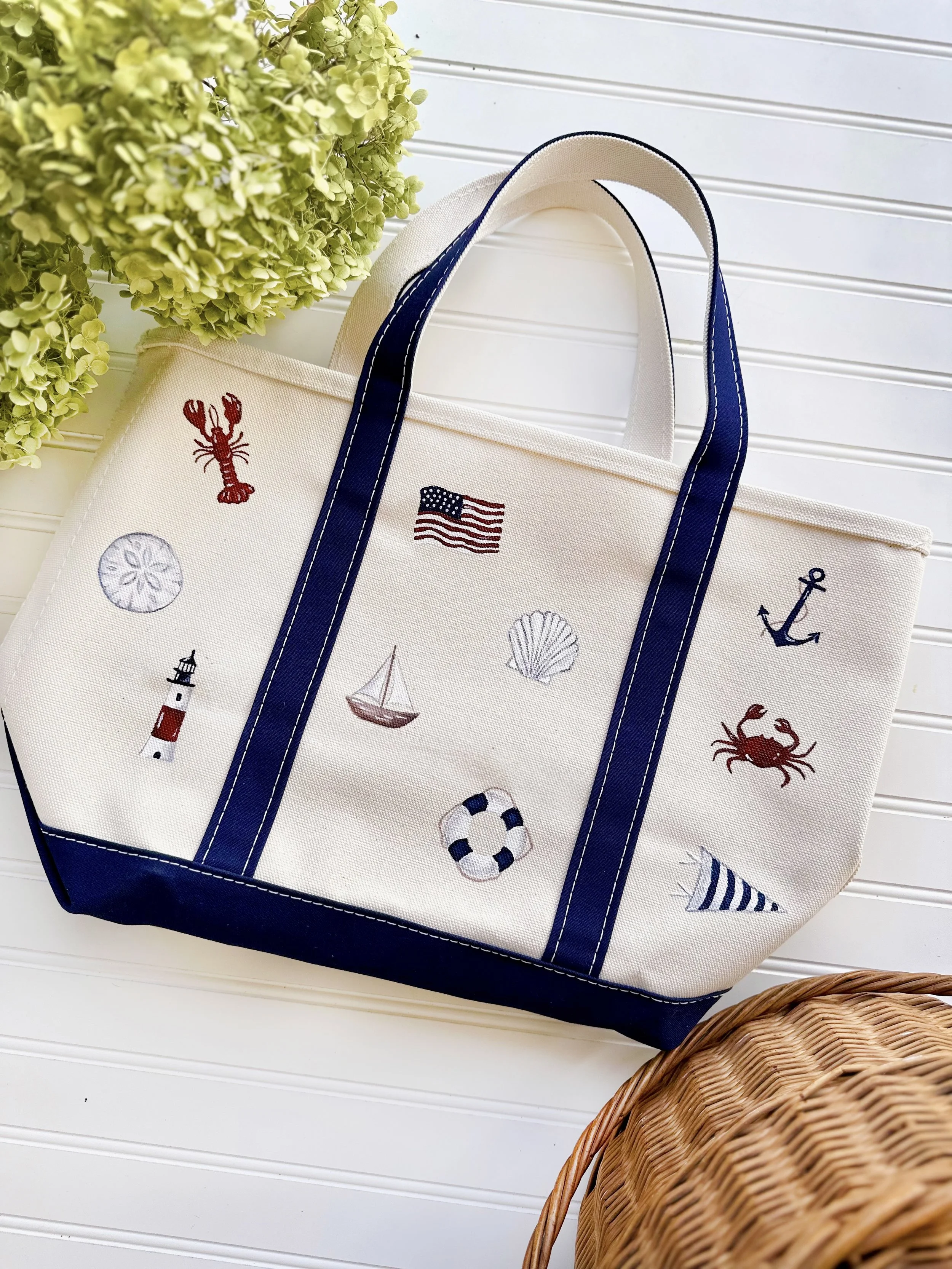 Hand-Painted Coastal Icon Tote