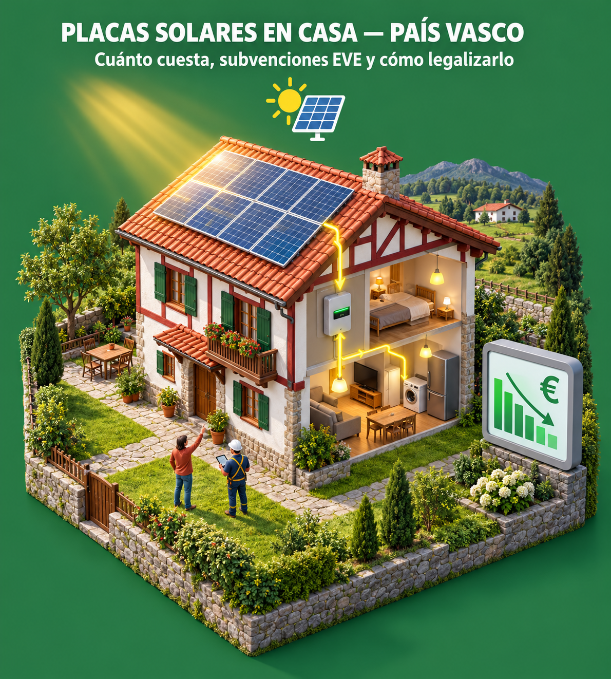 Instalar placas solares en casa en el País Vasco y Bilbao: qué necesitas, cuánto cuesta y cómo legalizarlo
