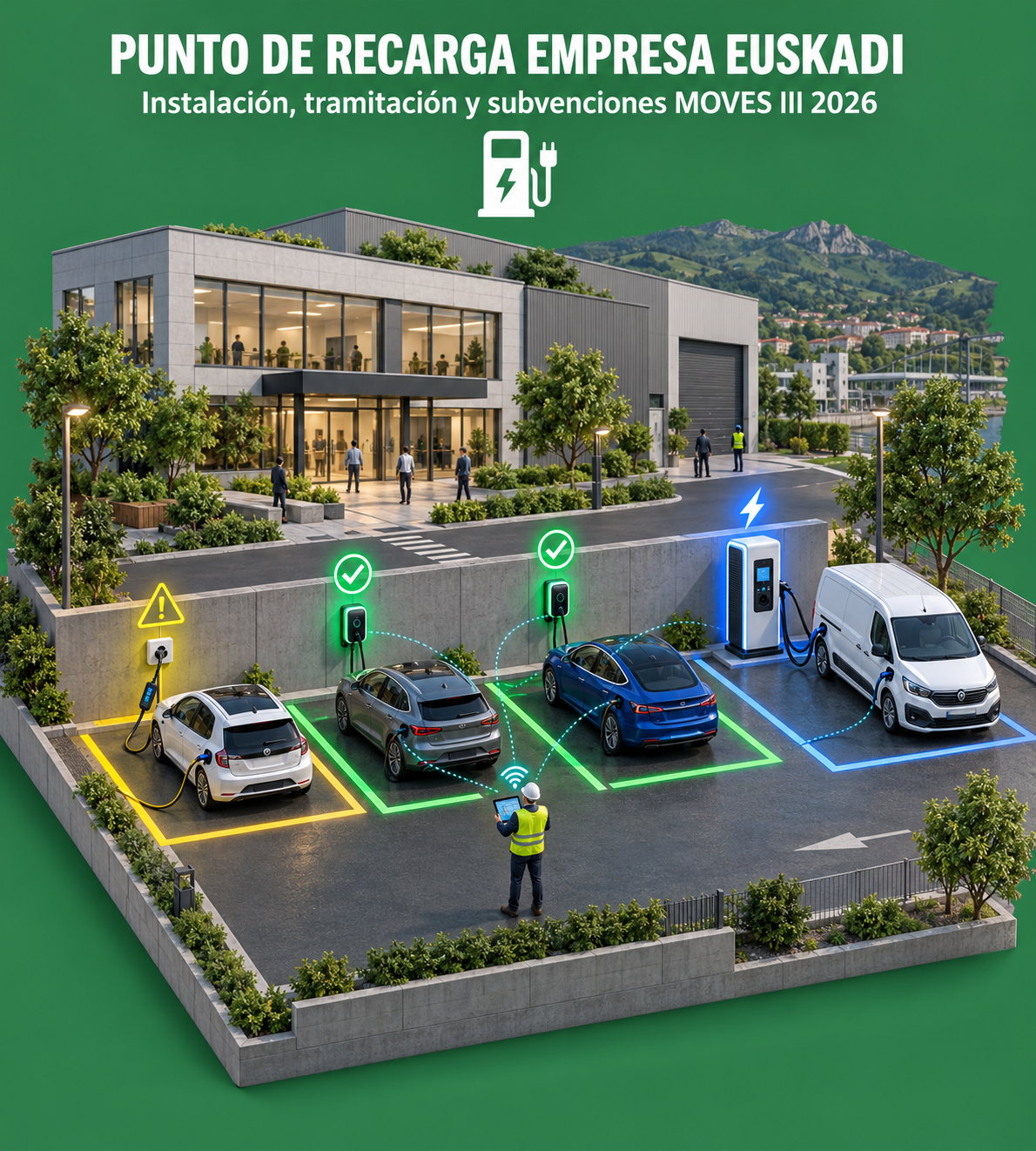 Punto de recarga para vehículo eléctrico en empresa: requisitos técnicos y tramitación en Euskadi