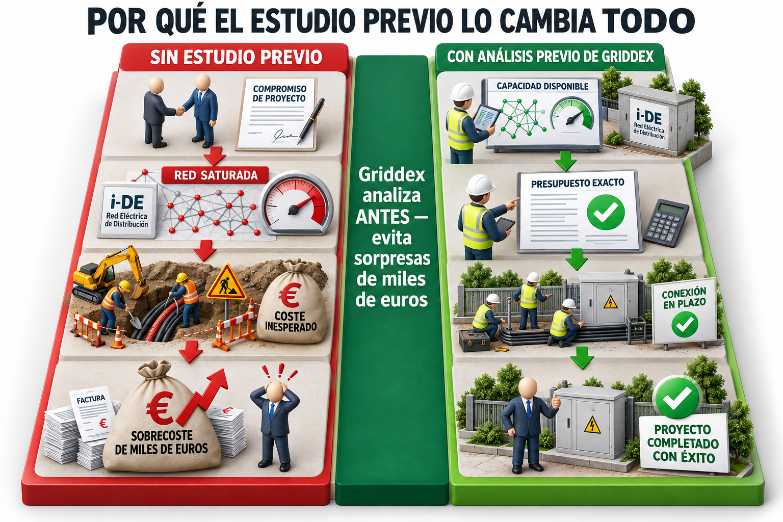 ¿Por que el estudio de viabilidad eléctrica previo evita sorpresas económicas en proyectos en el País Vasco? Comparativa con y sin análisis previo