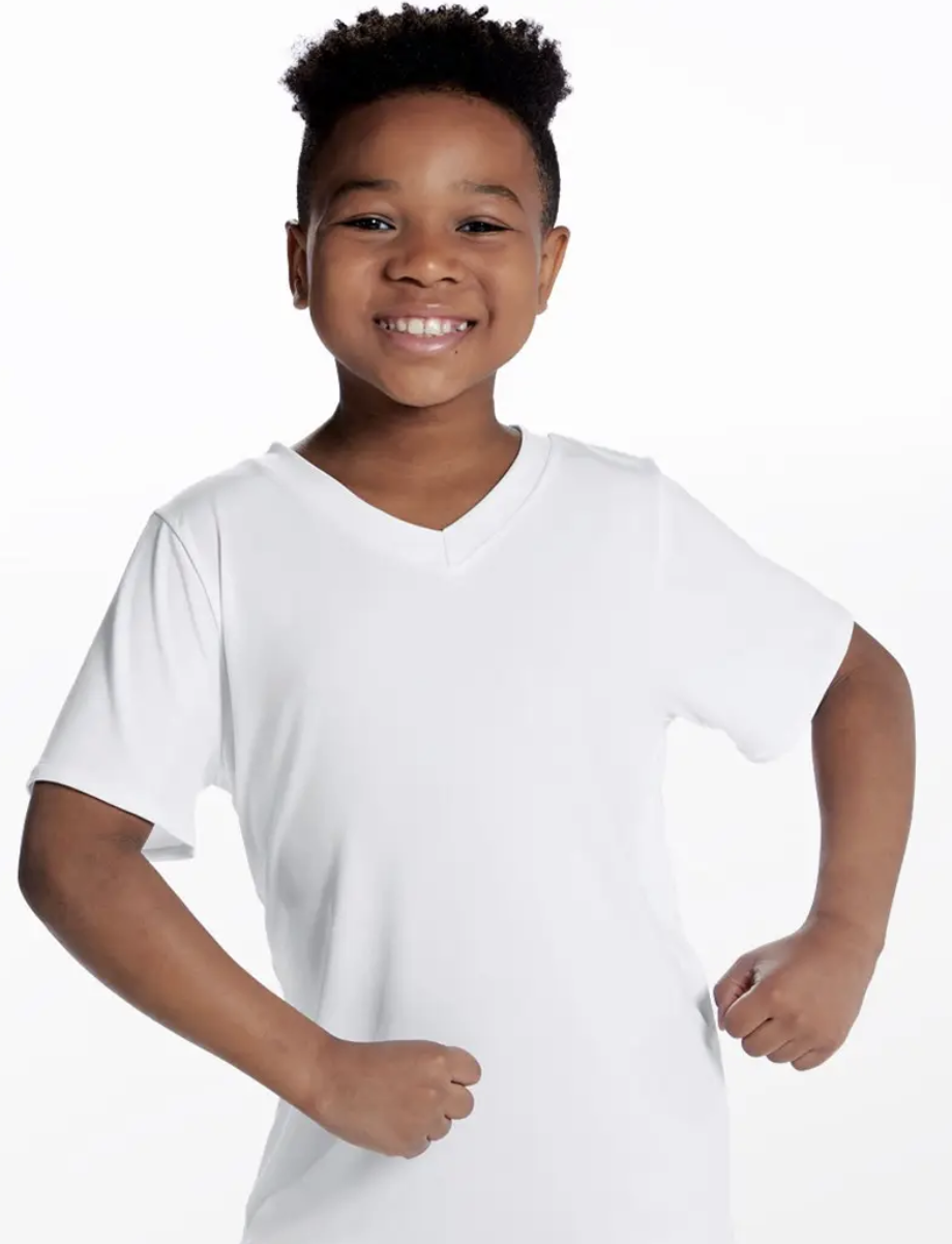 Boys White V Neck Shirt