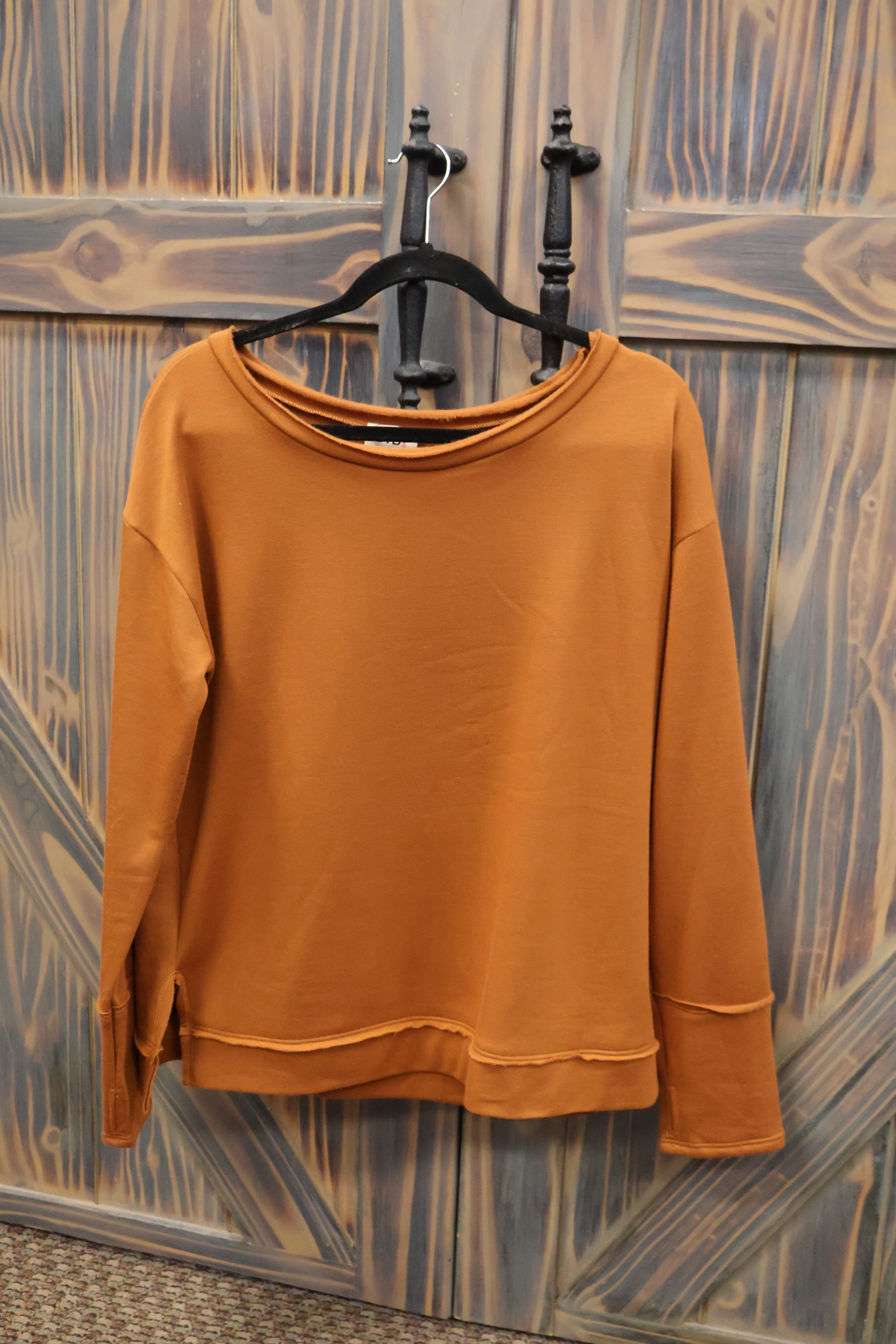 Orange Drop Shoulder Sweatshirt