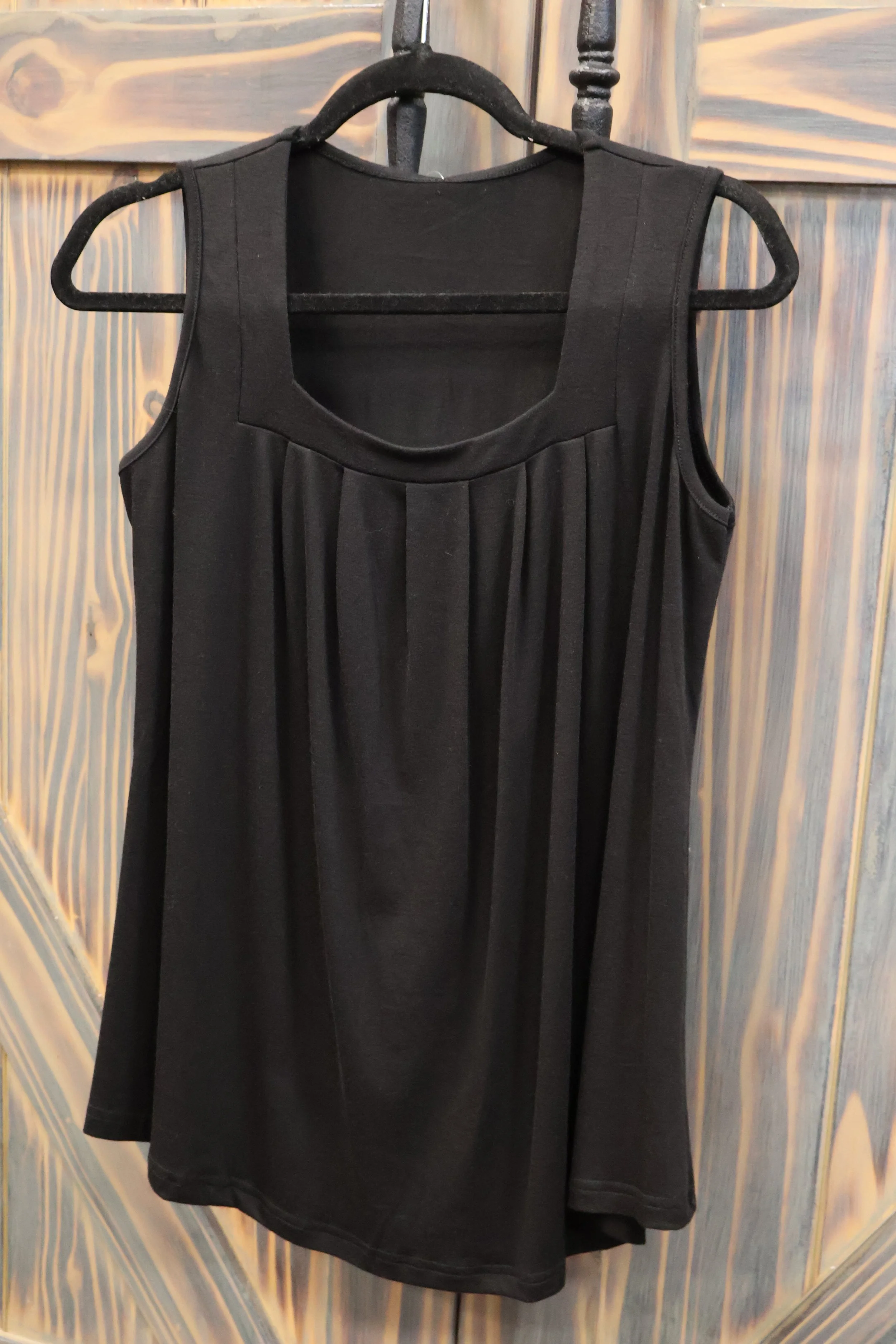 Black Pleated Tank Top