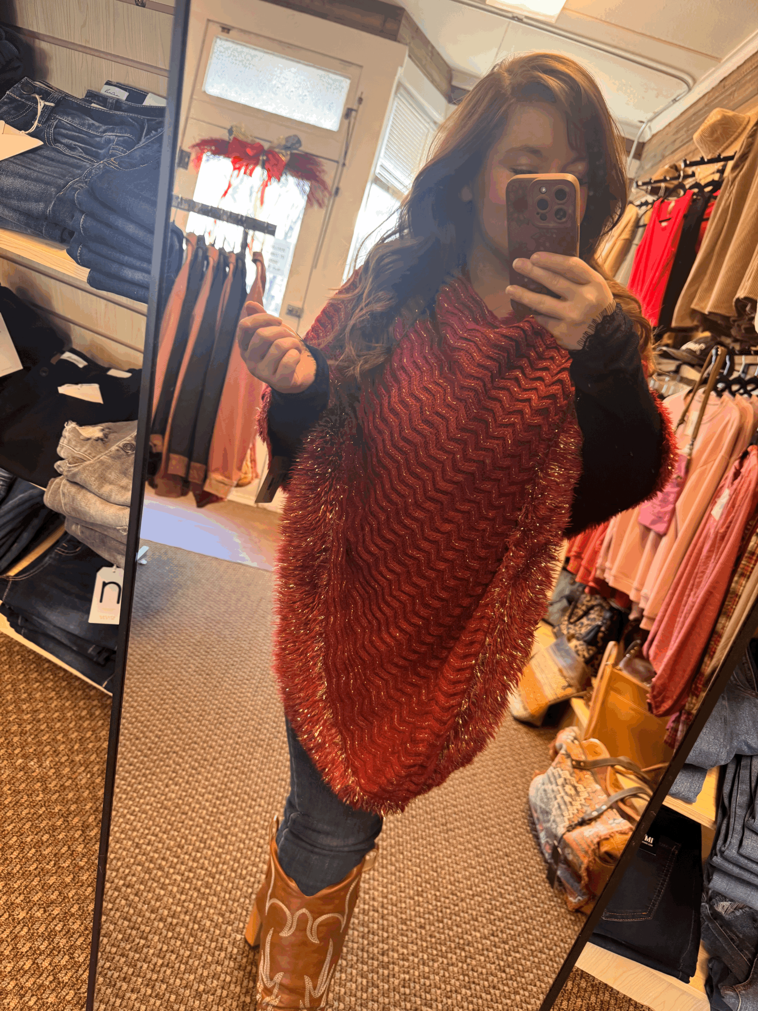 Red & Gold Poncho