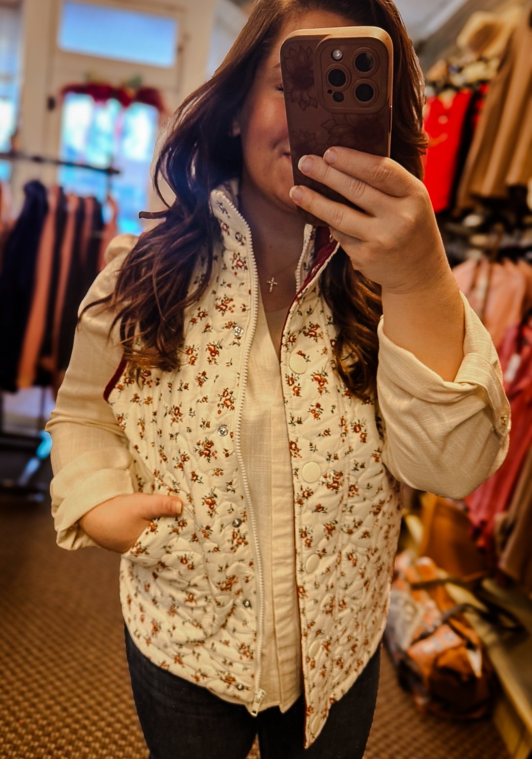 Floral Vest - Maroon