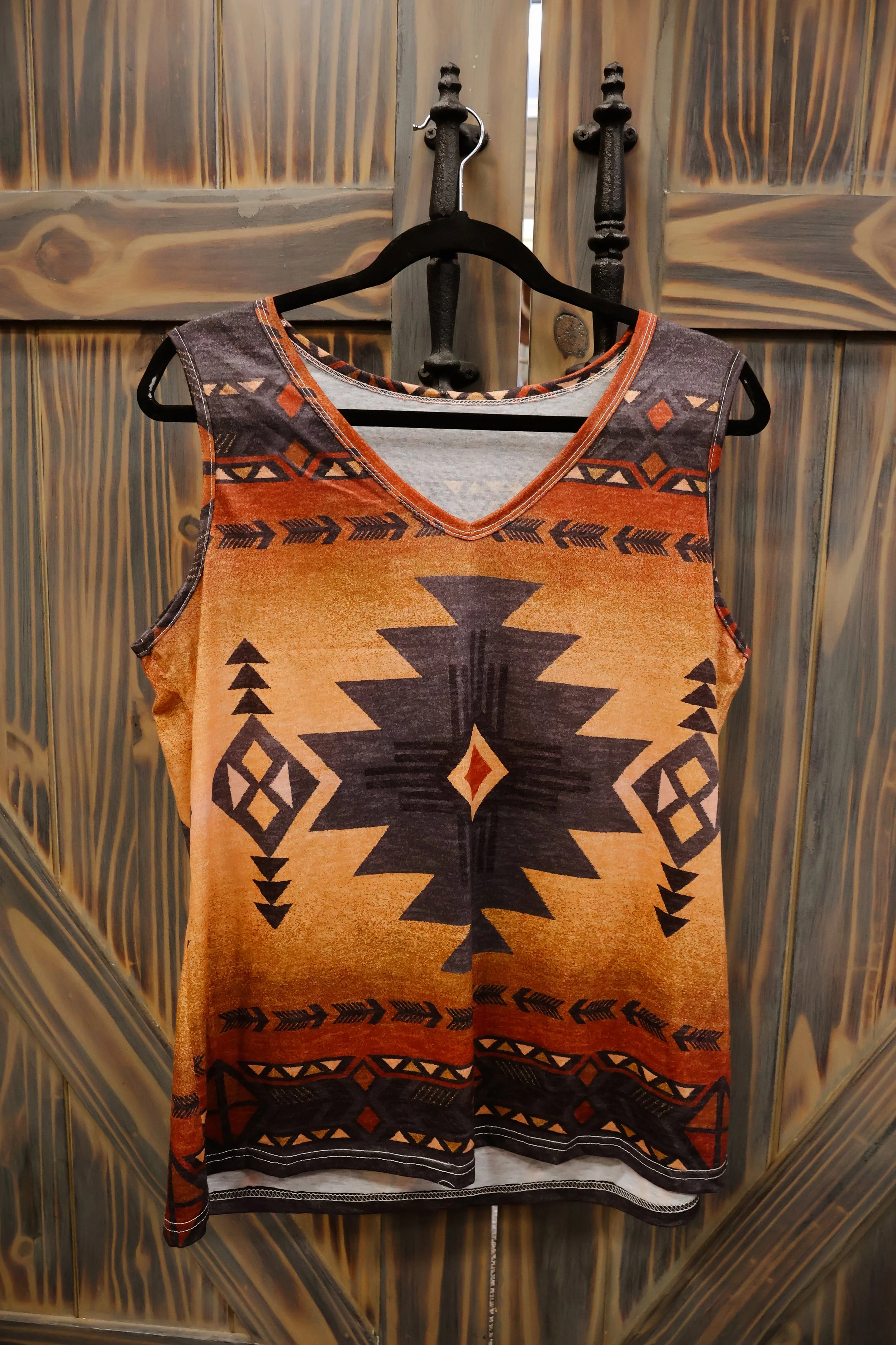 Black and Orange Aztec Tank Top