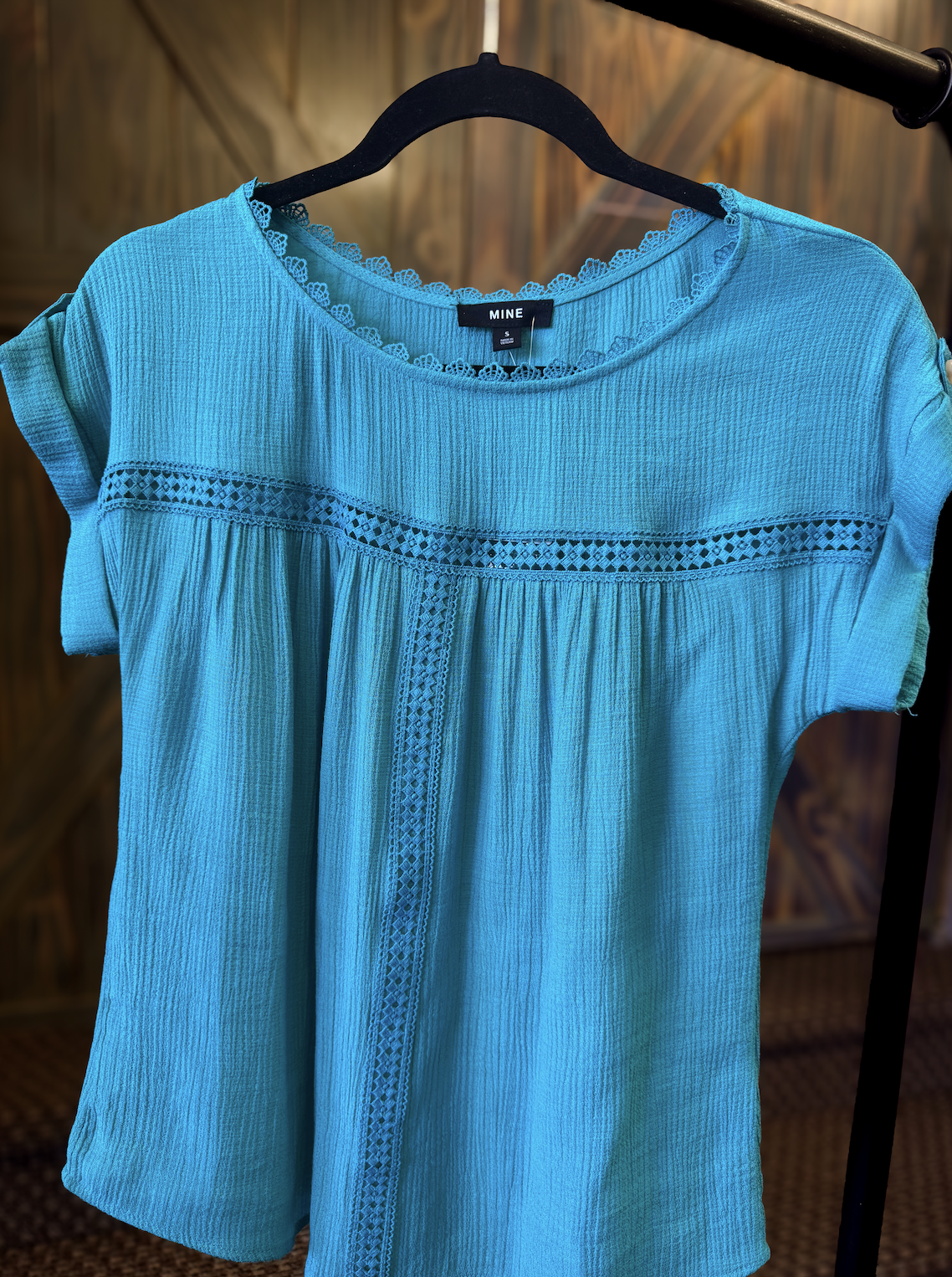 Teal Lace Detail Everyday Blouse