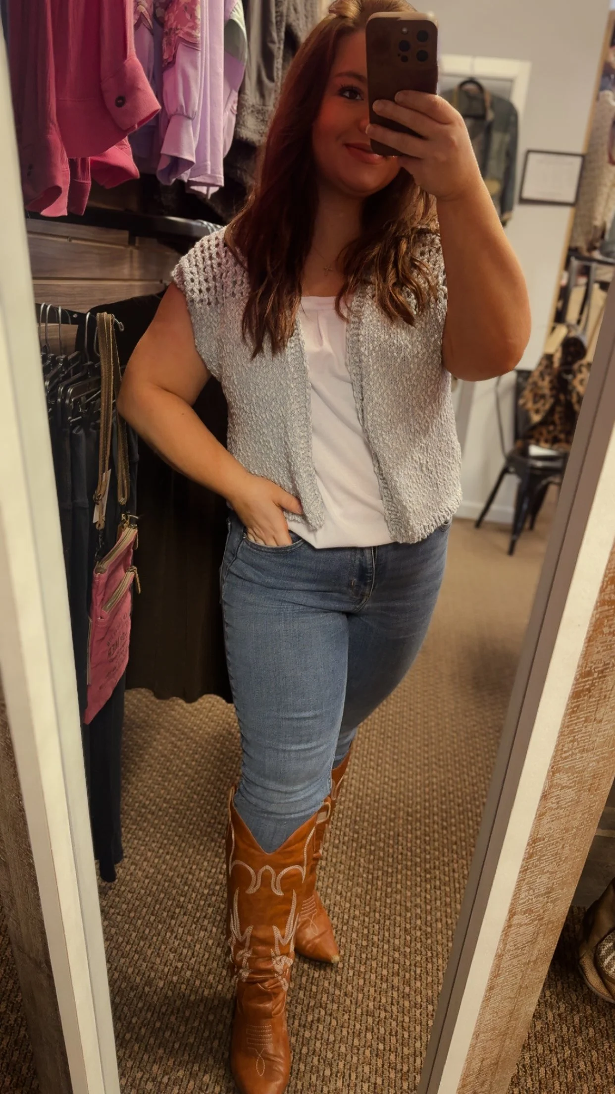 Blue Crochet Cropped Cardigan