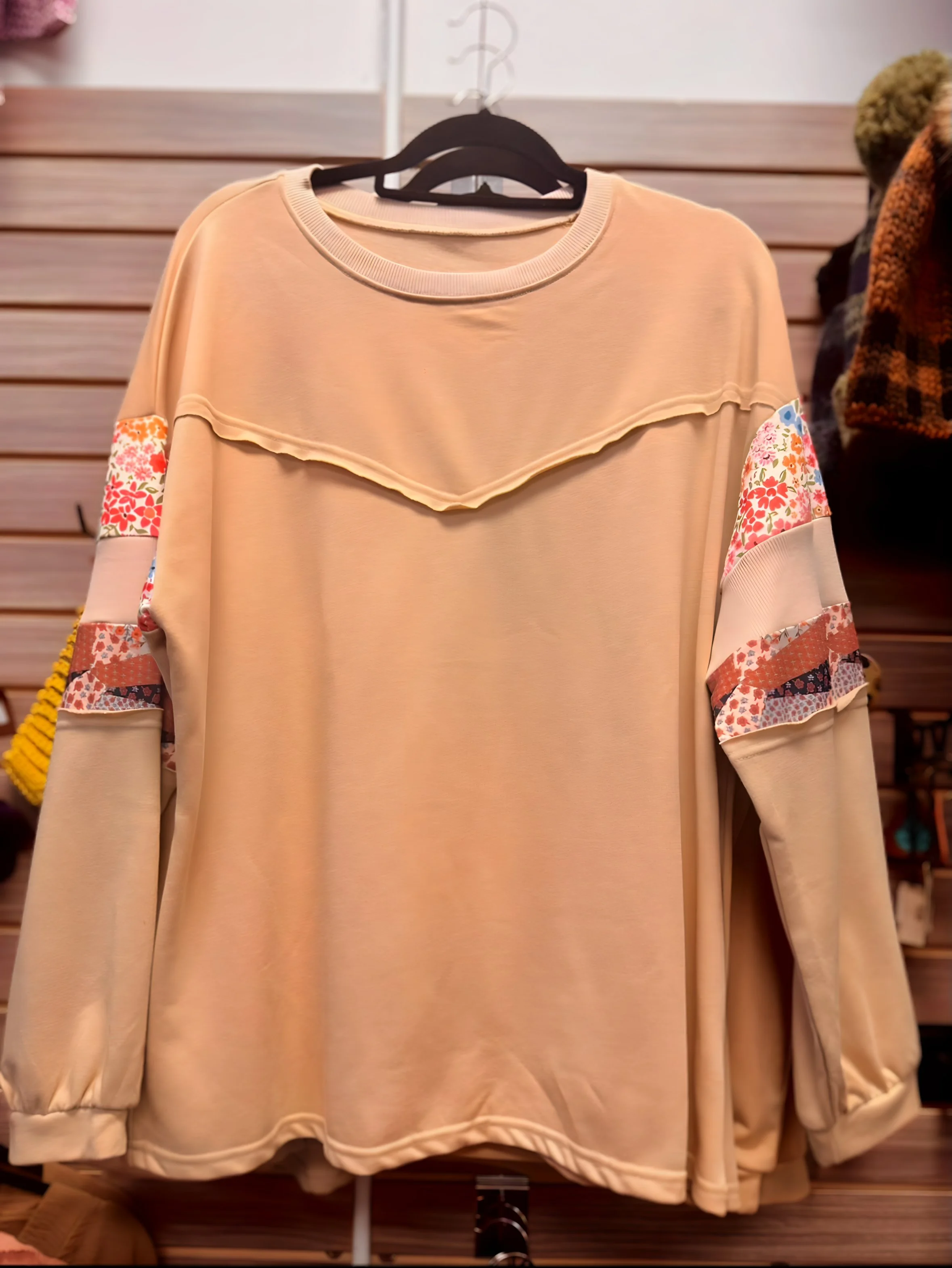 Orange Floral Mixed Patchwork Top - Plus Size