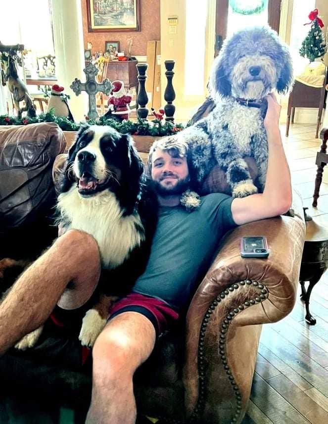 Dylan with Khal and Stoney on the couch