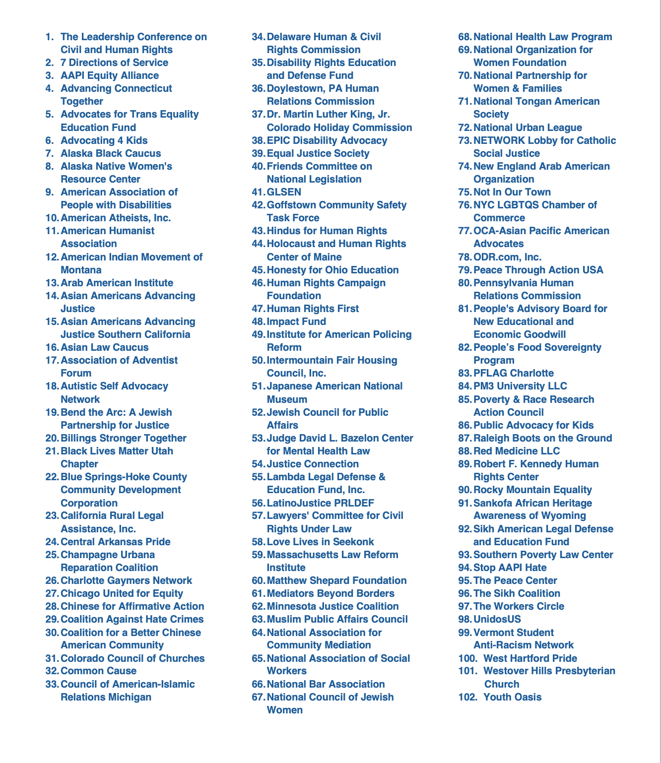 Coalition of 102 Civil Rights and Community Groups Urges Federal Court to Halt Justice Department’s Unlawful Elimination of the Community Relations Service