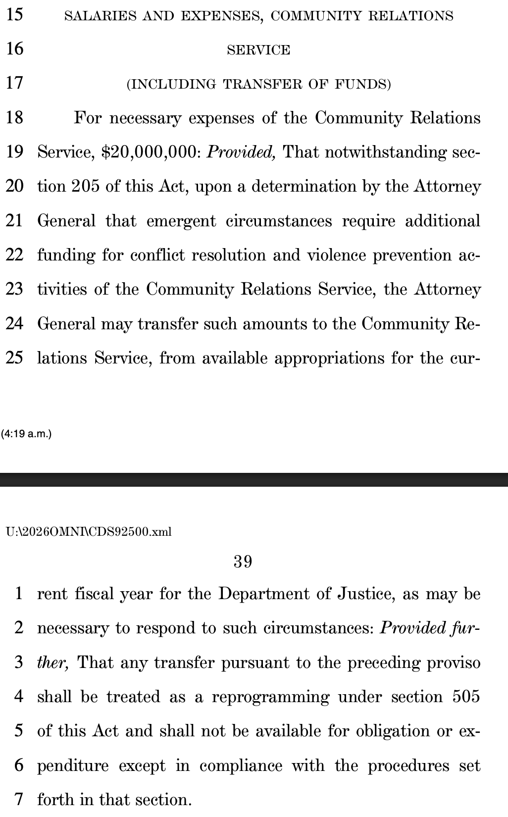 “Breakthrough” FY 2026 Justice Department Funding Bill Includes $20 Million for CRS