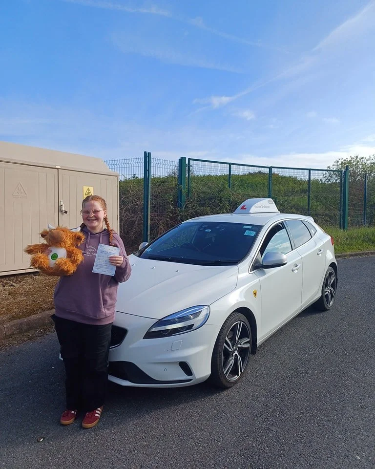 Congratulations 🎉 To Abbie on passing her driving test today first time, she did exceptionally well and all the hard work has paid off. Her driving instructor was Jacob and she was very happy to have her picture with Hamish the Highland that sits in