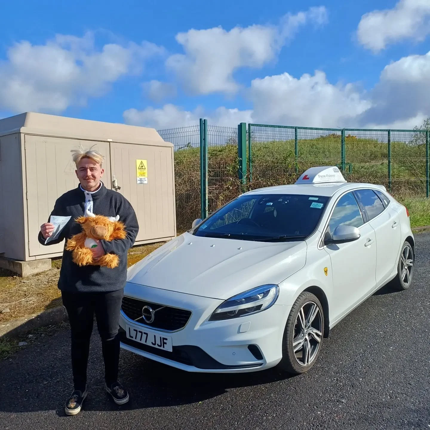 Congratulations 🎉 To Zack on passing his driving test today, he did exceptionally well. His driving instructor was Jacob and he was very happy to have his picture with Hamish the Highland that sits in on many lessons. Well done again from Furze-Pain