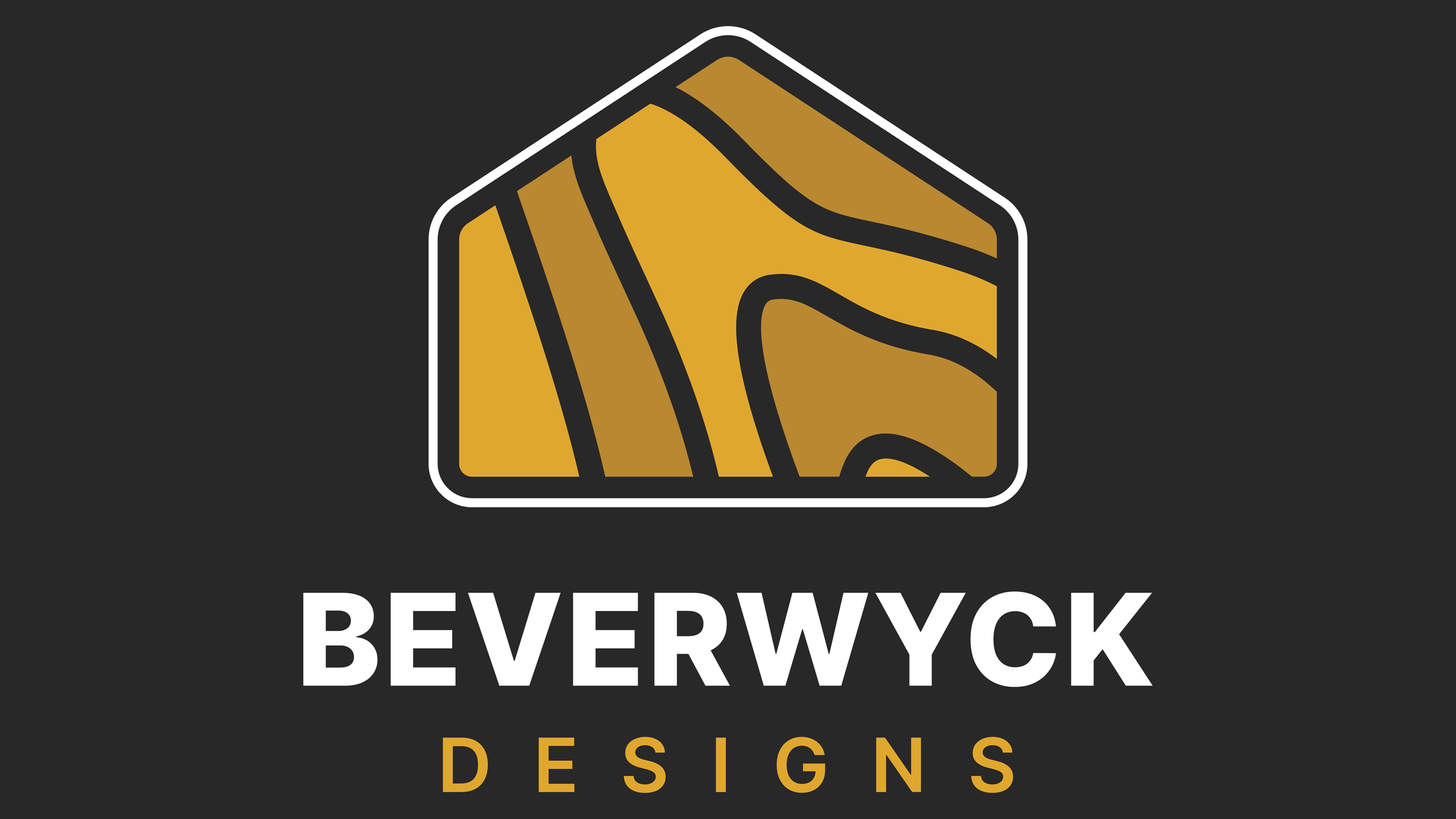 Beverwyck Designs logo featuring a pentagon-shaped mark with stylized wood grain in warm gold tones.