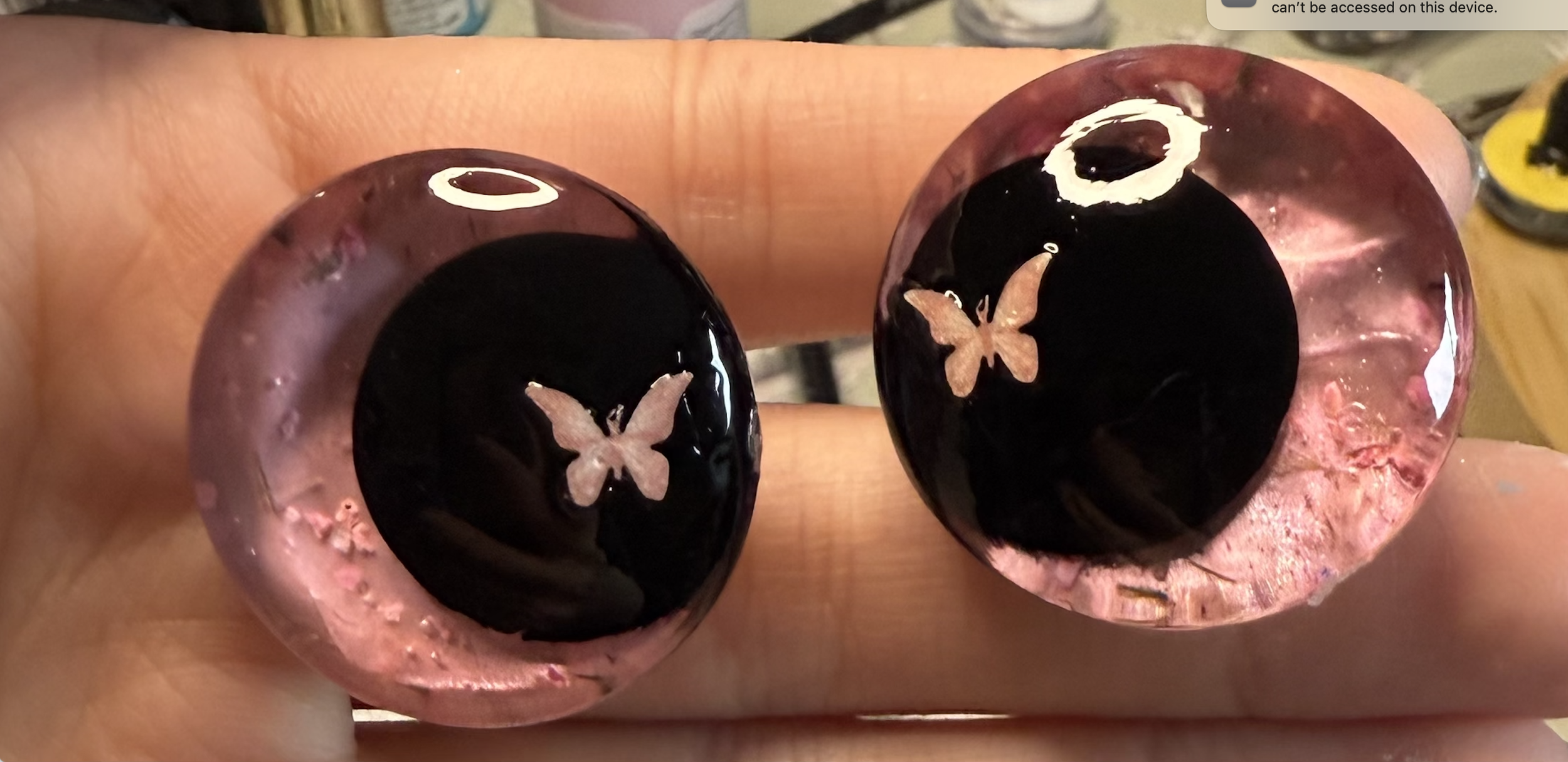 Rose Butterfly 30mm- Resin Sealed (black)