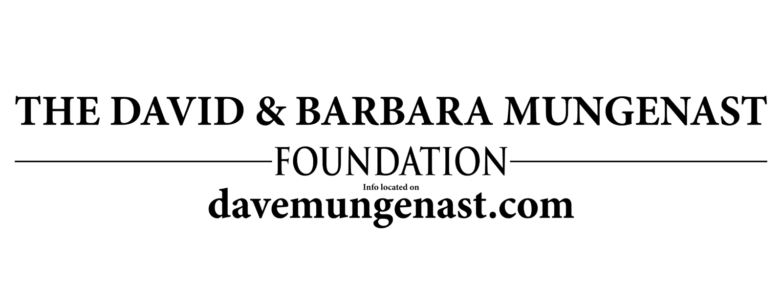 Black text on a white background displaying 'The David & Barbara Mungenast Foundation' and a website URL 'davemungenast.com'.