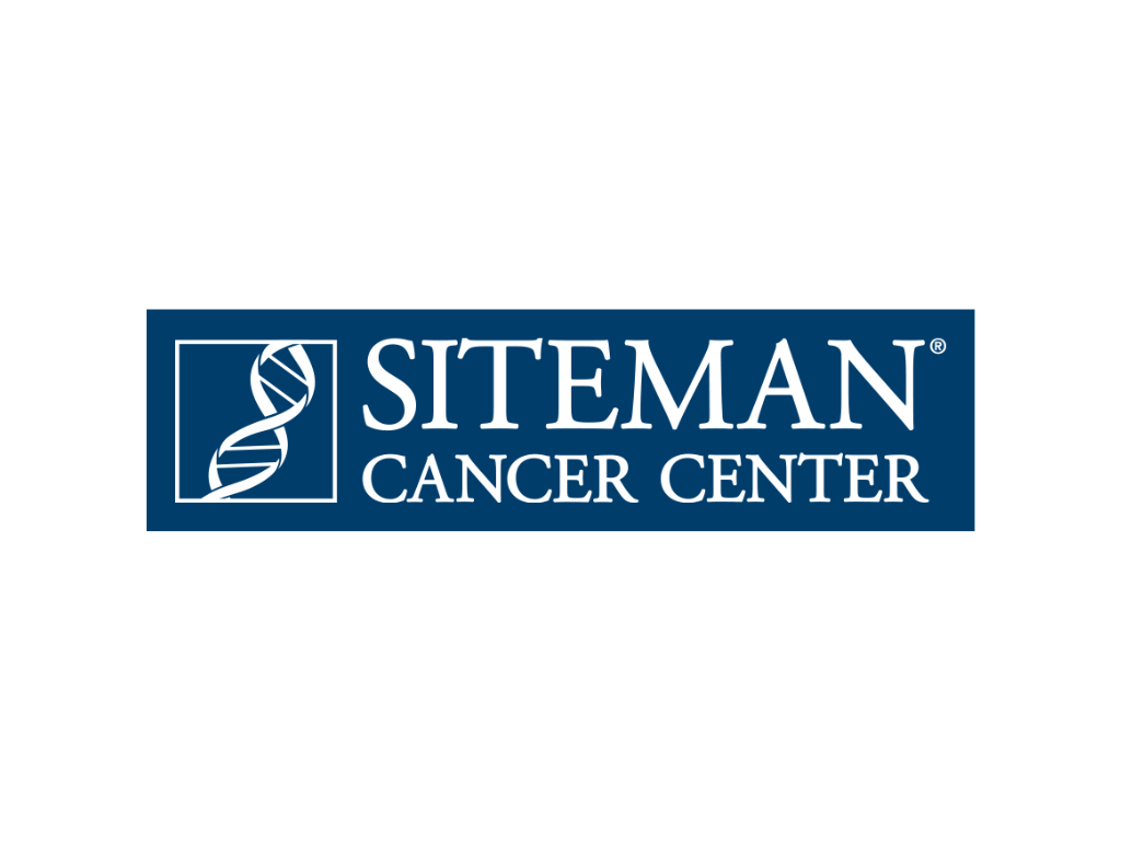 Siteman Cancer Center logo with a DNA strand icon on a white background.