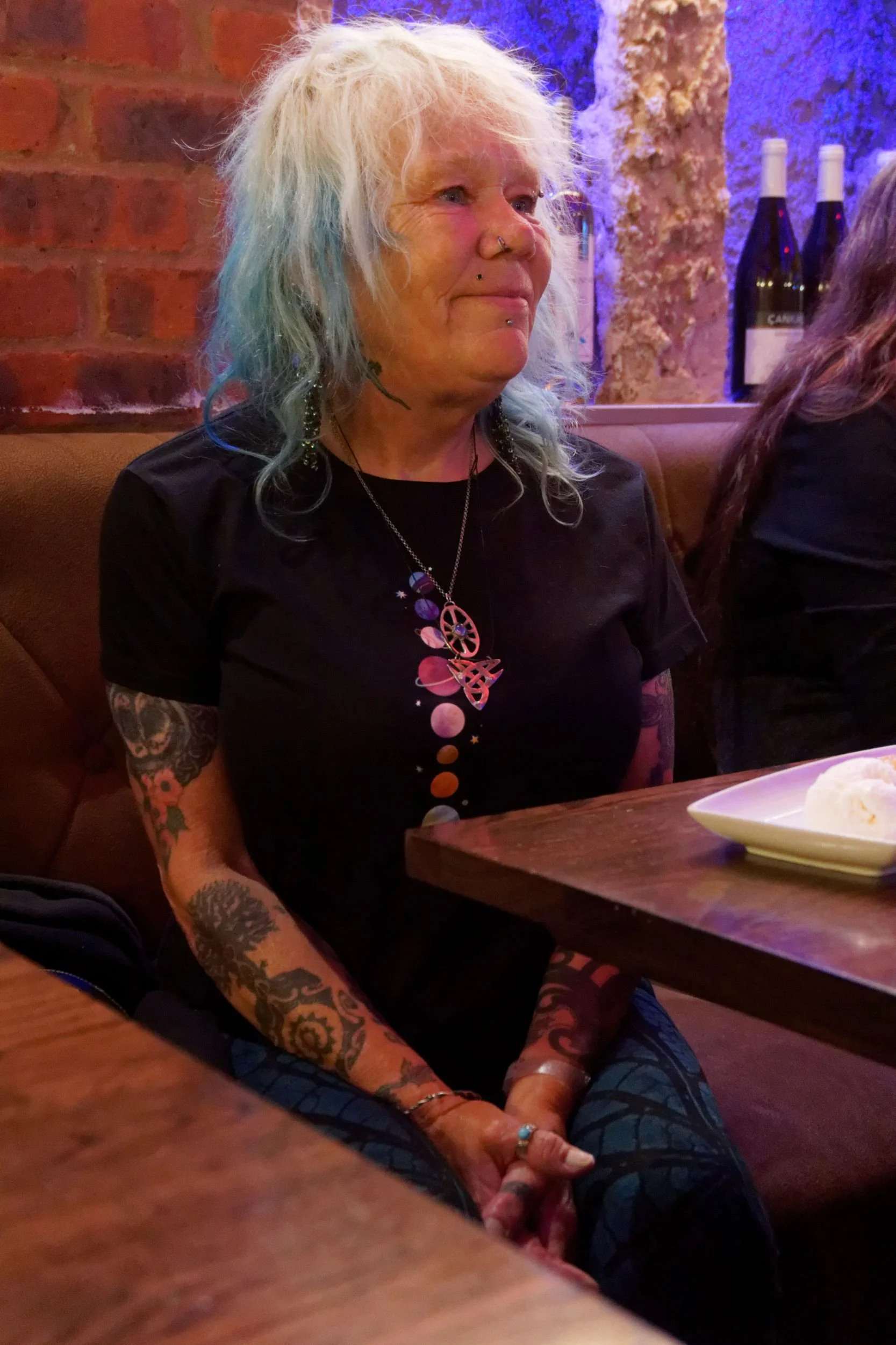 The birthday girl at a party in a Turkish restaurant.