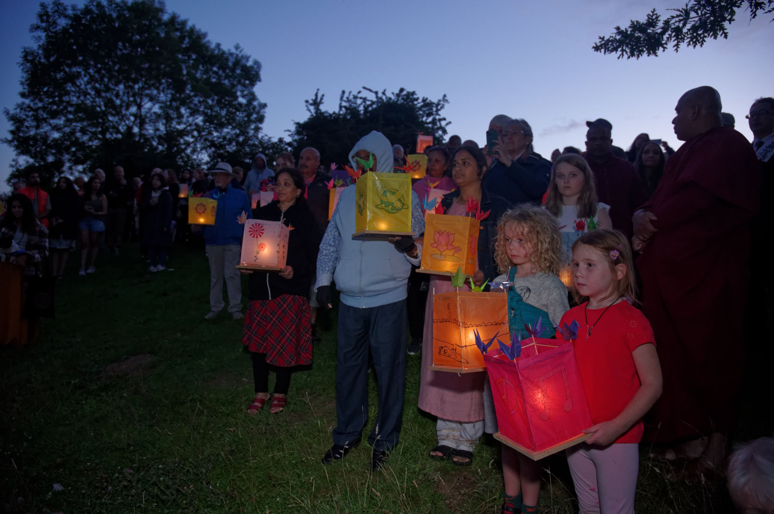 Hiroshima Day peace lanterns from the Buddhist Peace Pagoda, Milton Keynes.