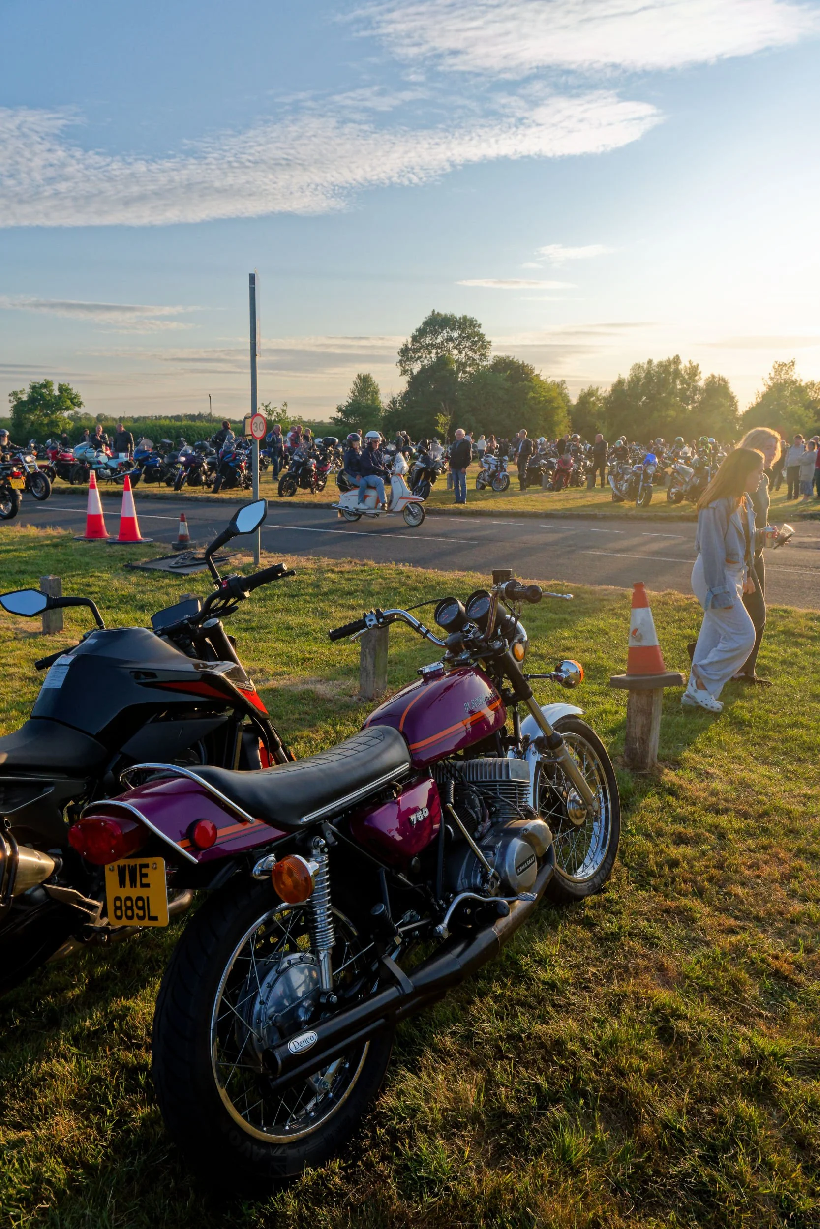 Kawasaki H2 750 parked on Ludgershall village green, Buckinghamshire.