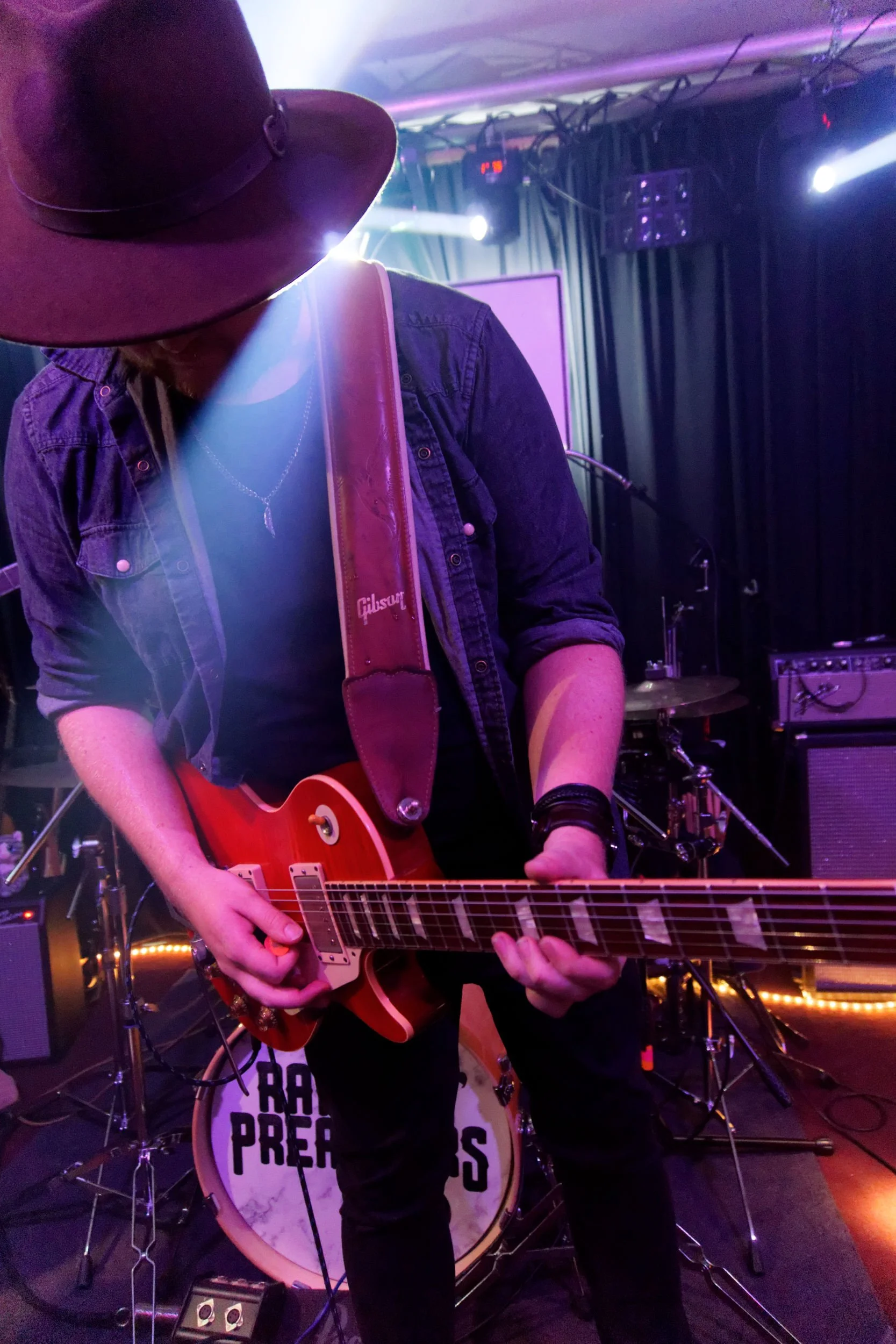 Ramblin' Preachers guitarist James Ives, playing at The Crown pub, Stony Stratford.