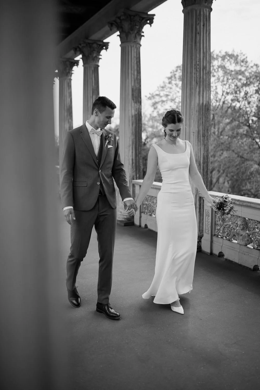 Brautpaar Belvedere Pfingstberg Potsdam, Schwarzweiß