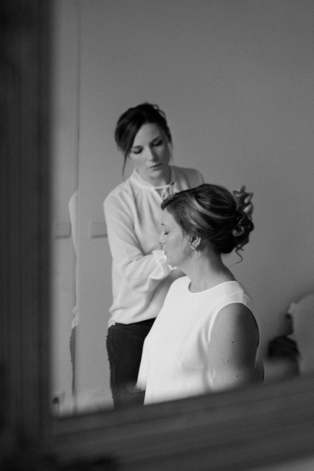 Styling Braut, Schwarz-weiß Foto