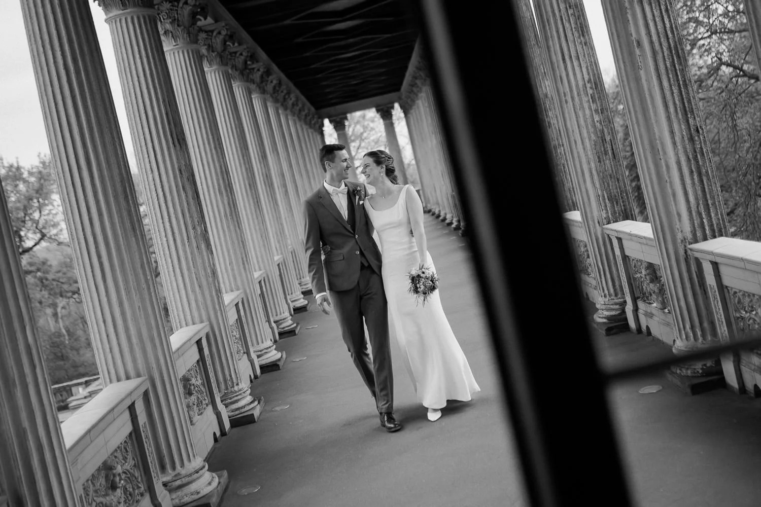 Brautpaar Belvedere Pfingstberg Potsdam, Schwarzweiß