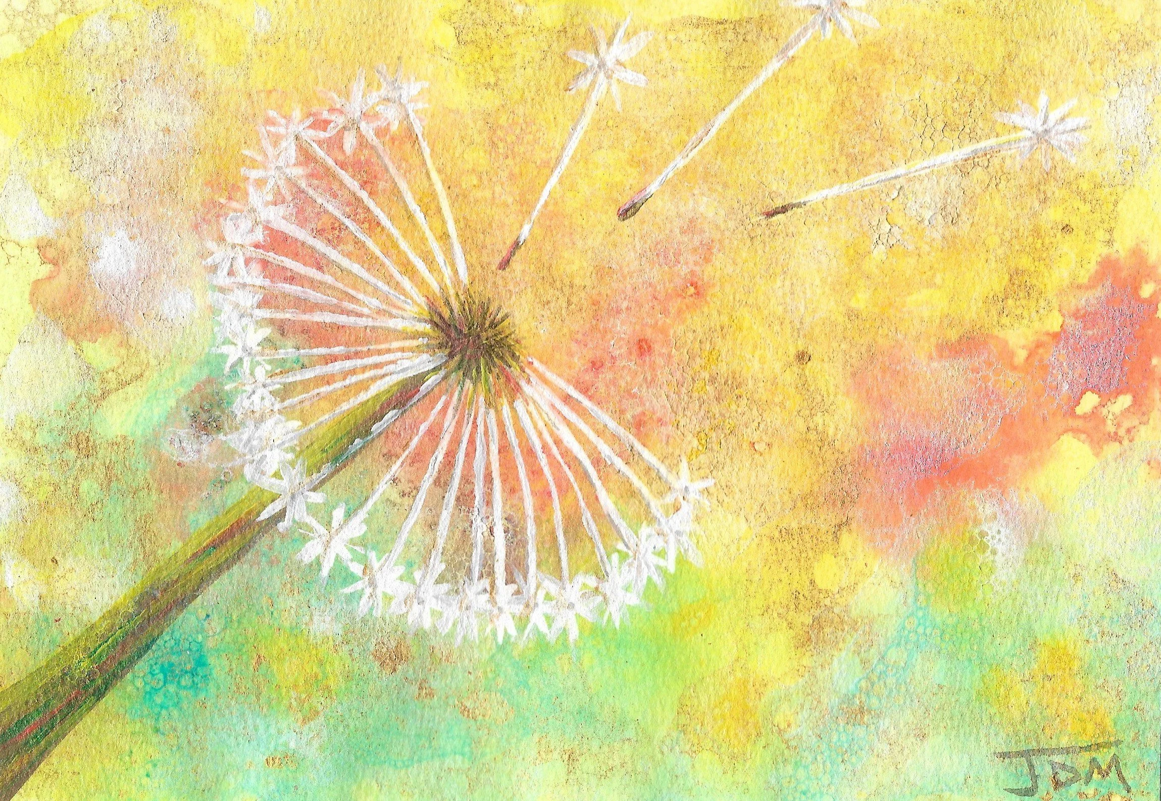 Dandelion Glow 1 - Mixed Media