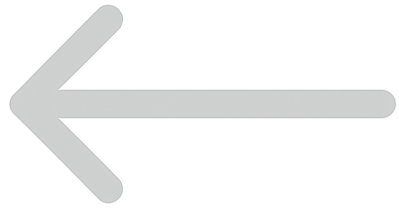 Gray left-pointing arrow sign on a white background.