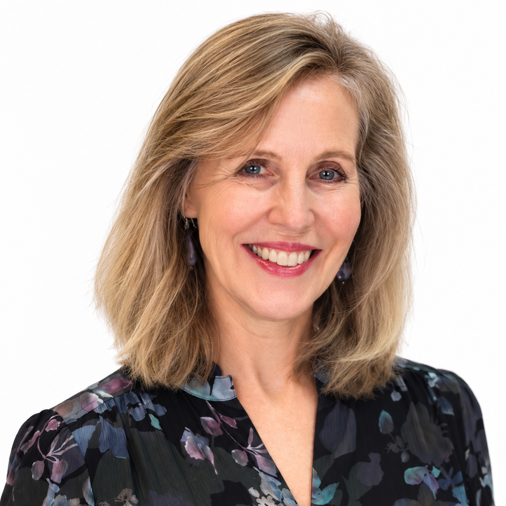 Jane Labban wearing blue blouse