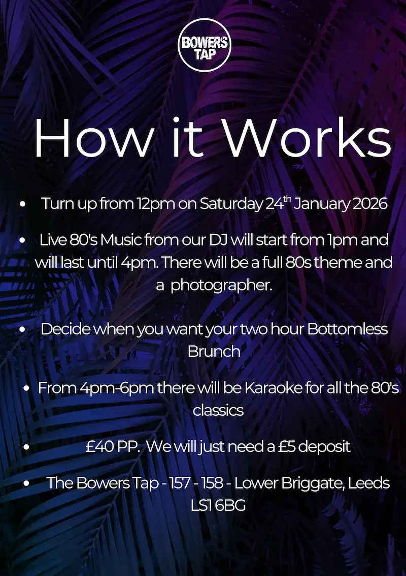 80s themed bottomless brunch in leeds