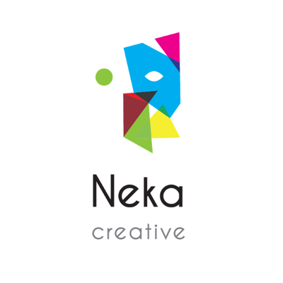 Colorful geometric abstract logo with the text "Neka creative" below.