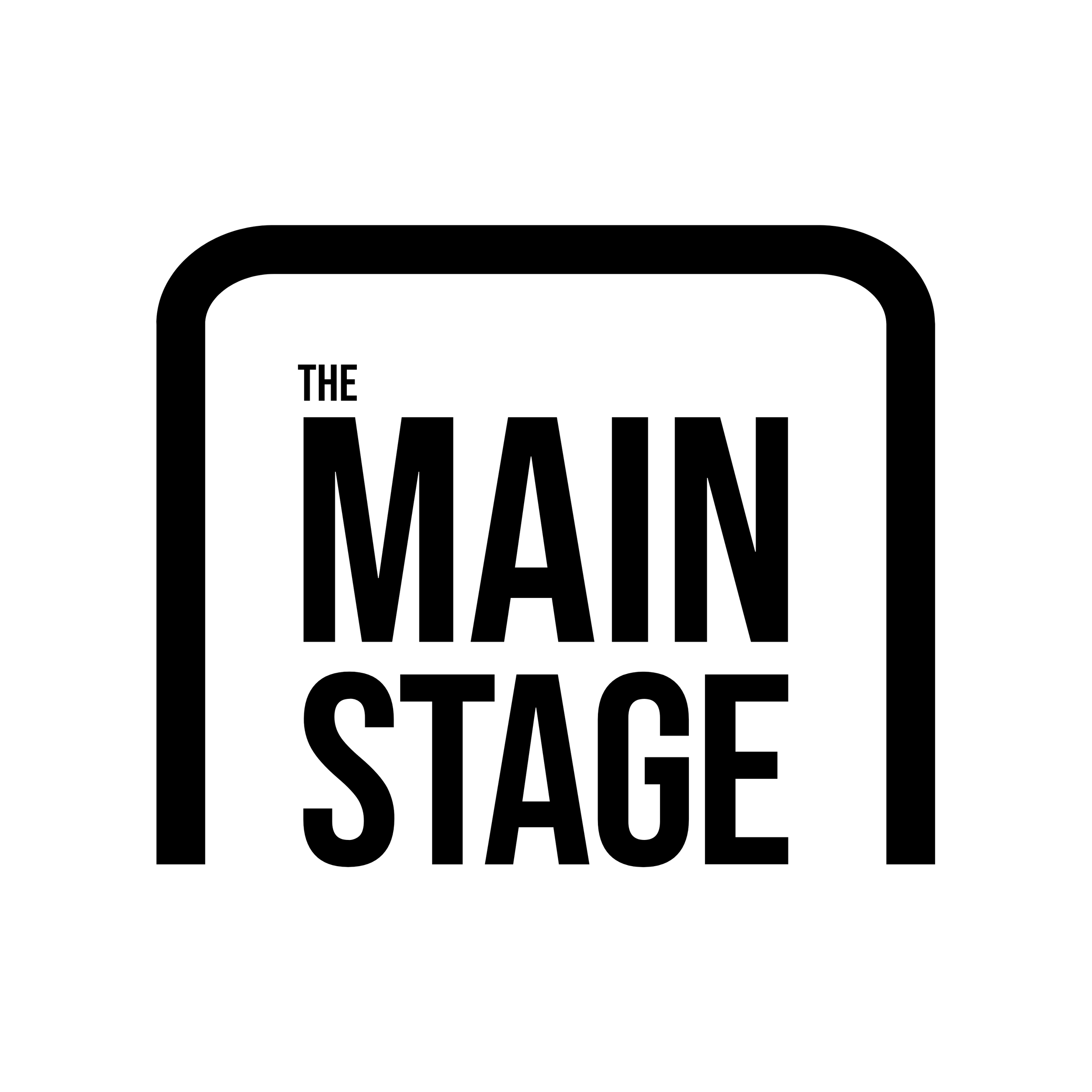 Black and white logo reading 'The Main Stage' inside a rounded rectangle