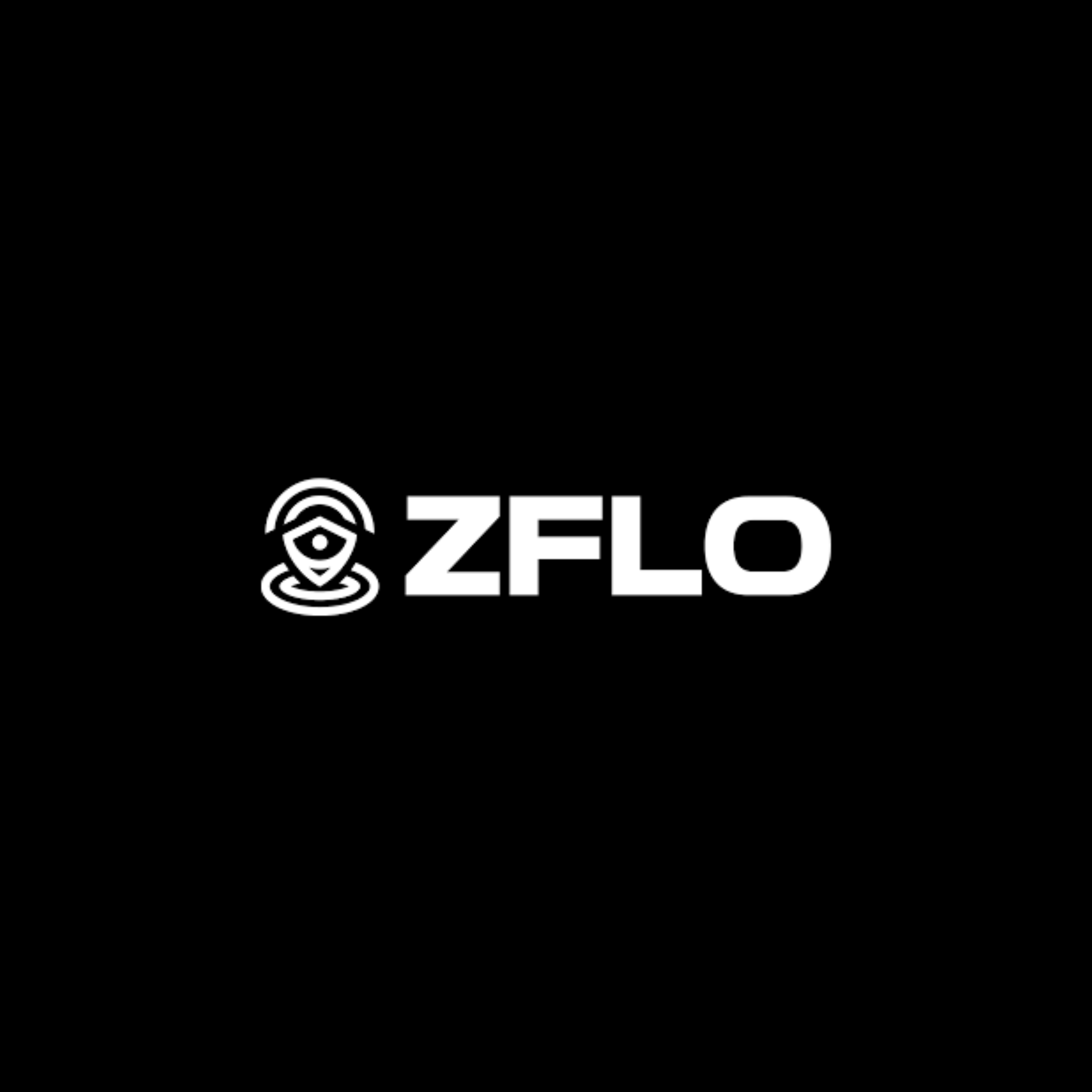 Black background with a white ZFLO logo featuring a stylized face and the word 'ZFLO' in bold letters.