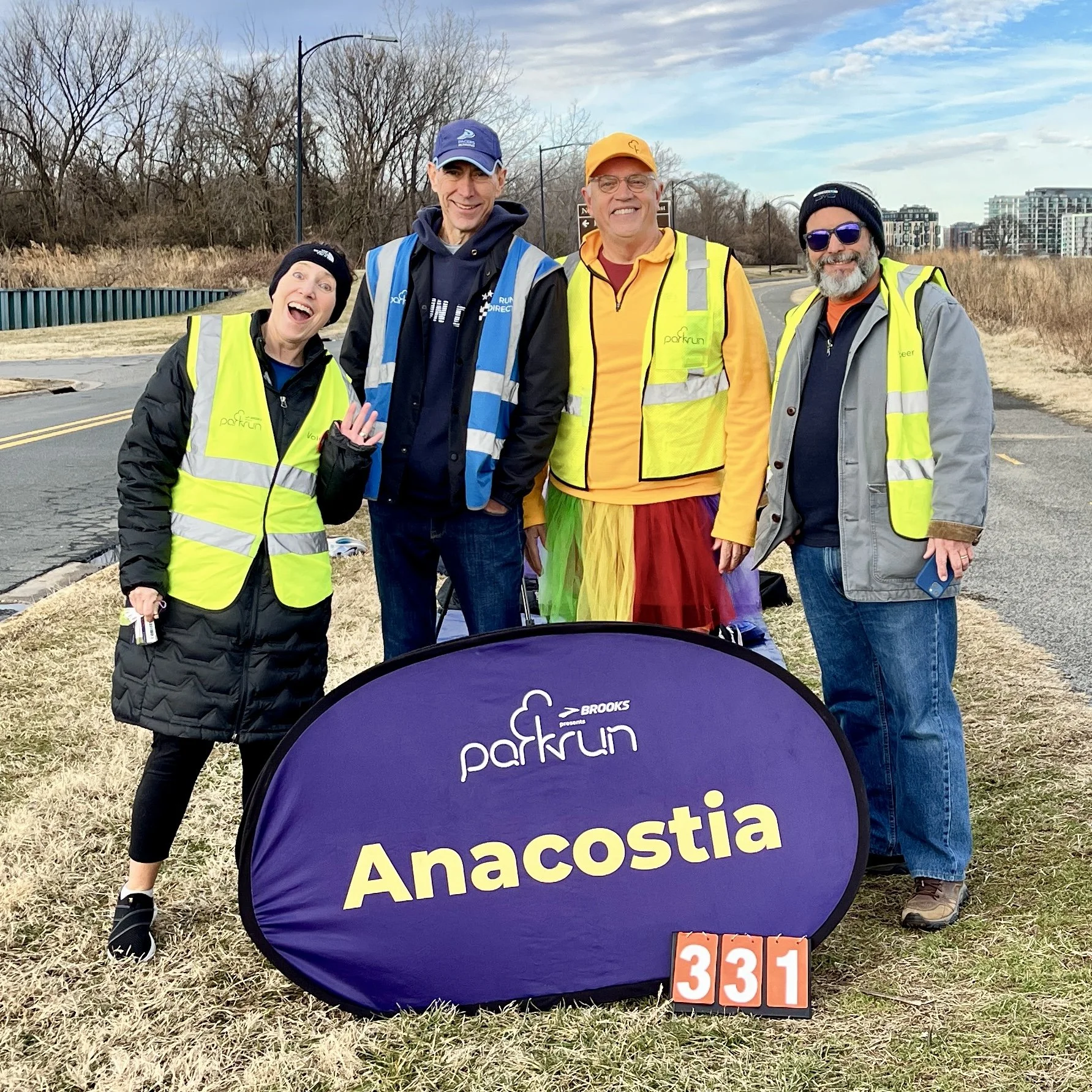 Four members of the Anacostia ParkRun team at a recent weekend Parkrun.