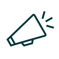 Icon of a megaphone emitting sound waves.