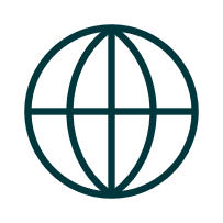 Icon of a globe with longitude and latitude lines