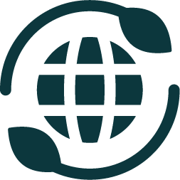 Icon of a globe surrounded by vegetation