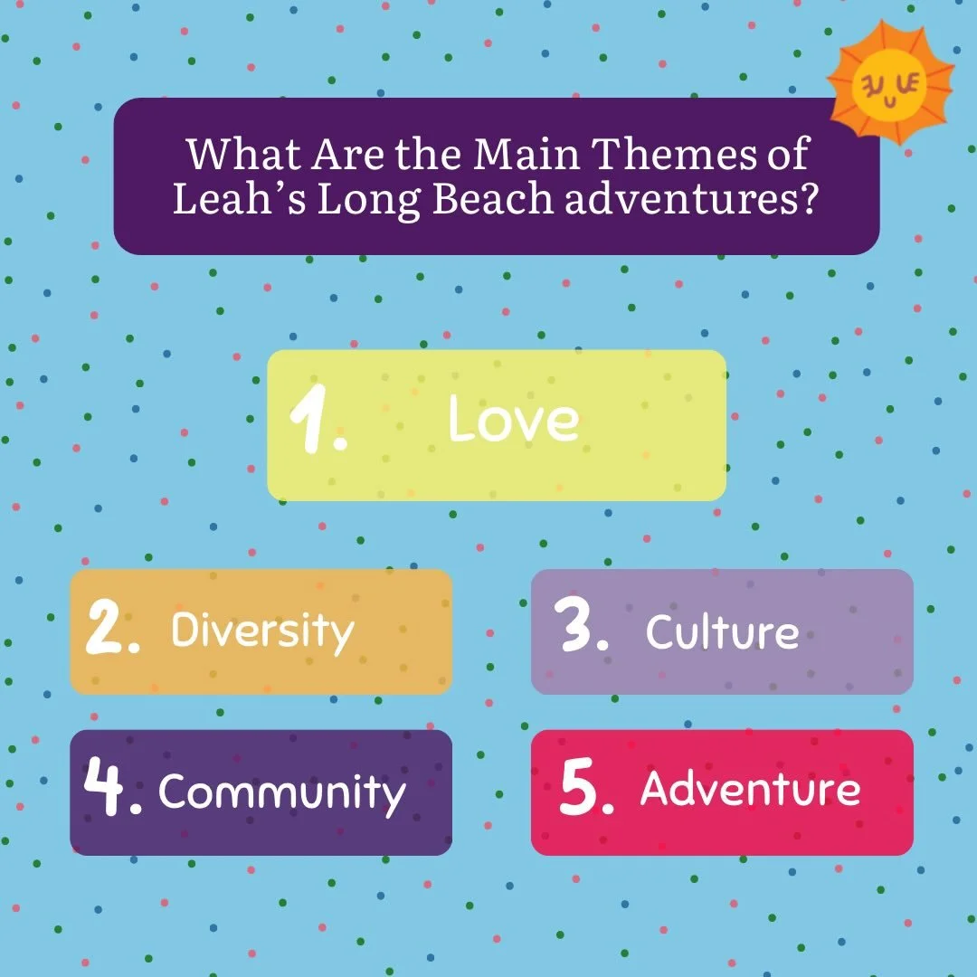 The themes of Leah&rsquo;s Long Beach Adventures are:
LOVE: First and foremost, love is love 🏳️&zwj;🌈🏳️&zwj;⚧️👩🏼&zwj;❤️&zwj;👩🏿👨🏽&zwj;❤️&zwj;👨🏿! Teaching children that love is love at a young age is so important as it fosters empathy, reduc