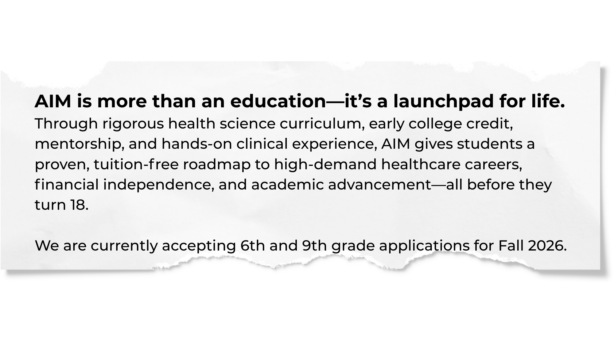 piece of torn paper explaining with AIM is.