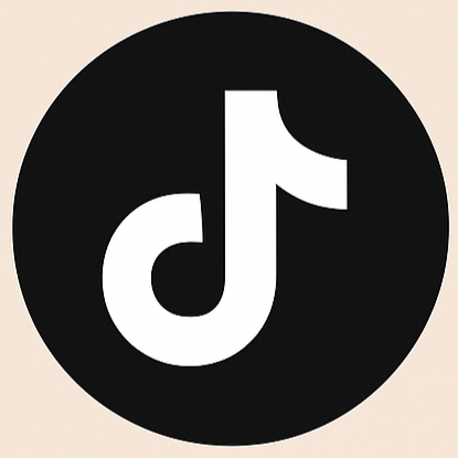 TikTok logo with a white musical note inside a black circle.