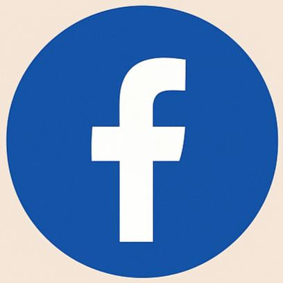 Facebook logo with white 'f' on a blue circular background.