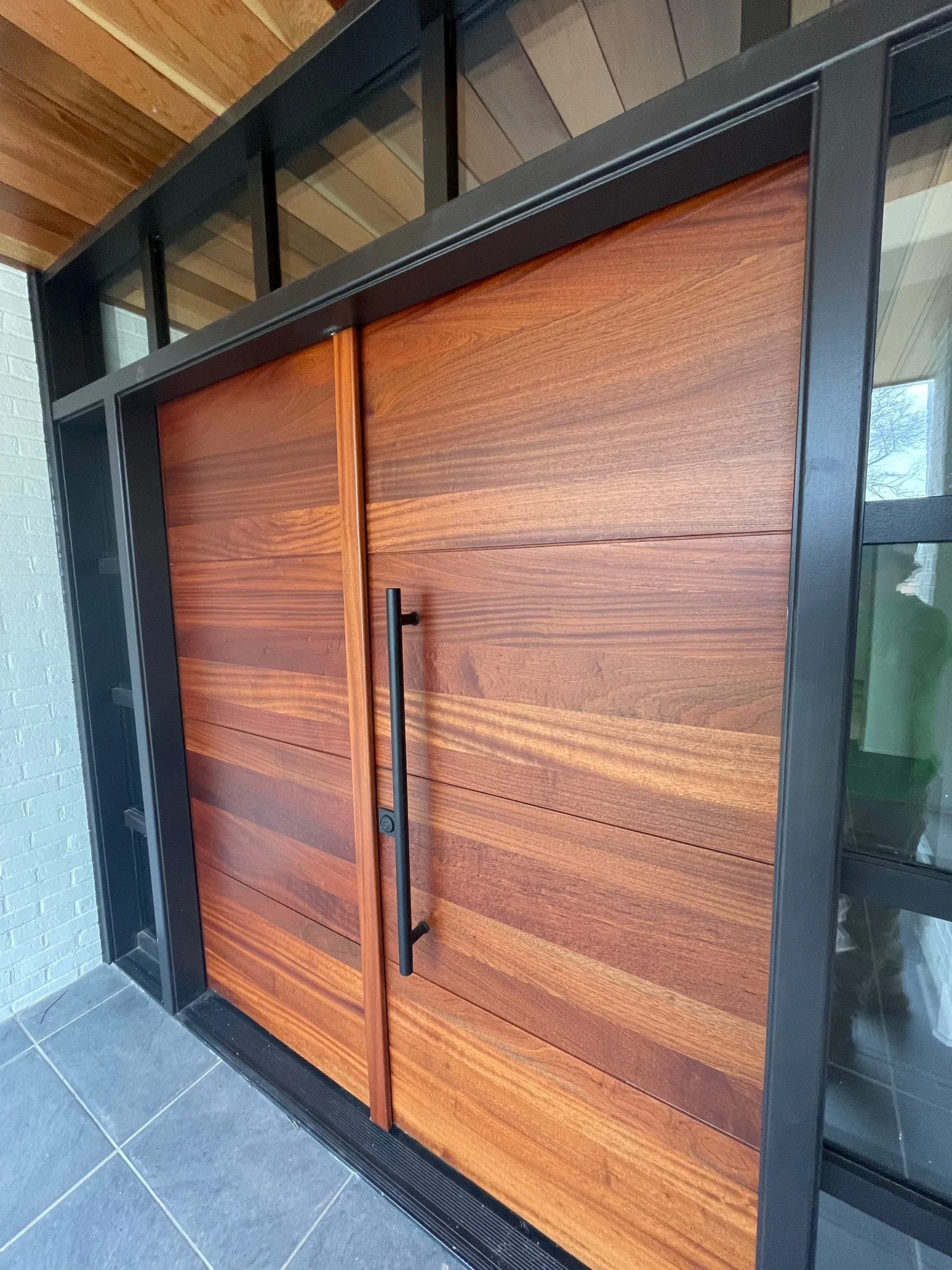 Custom wood front entry door