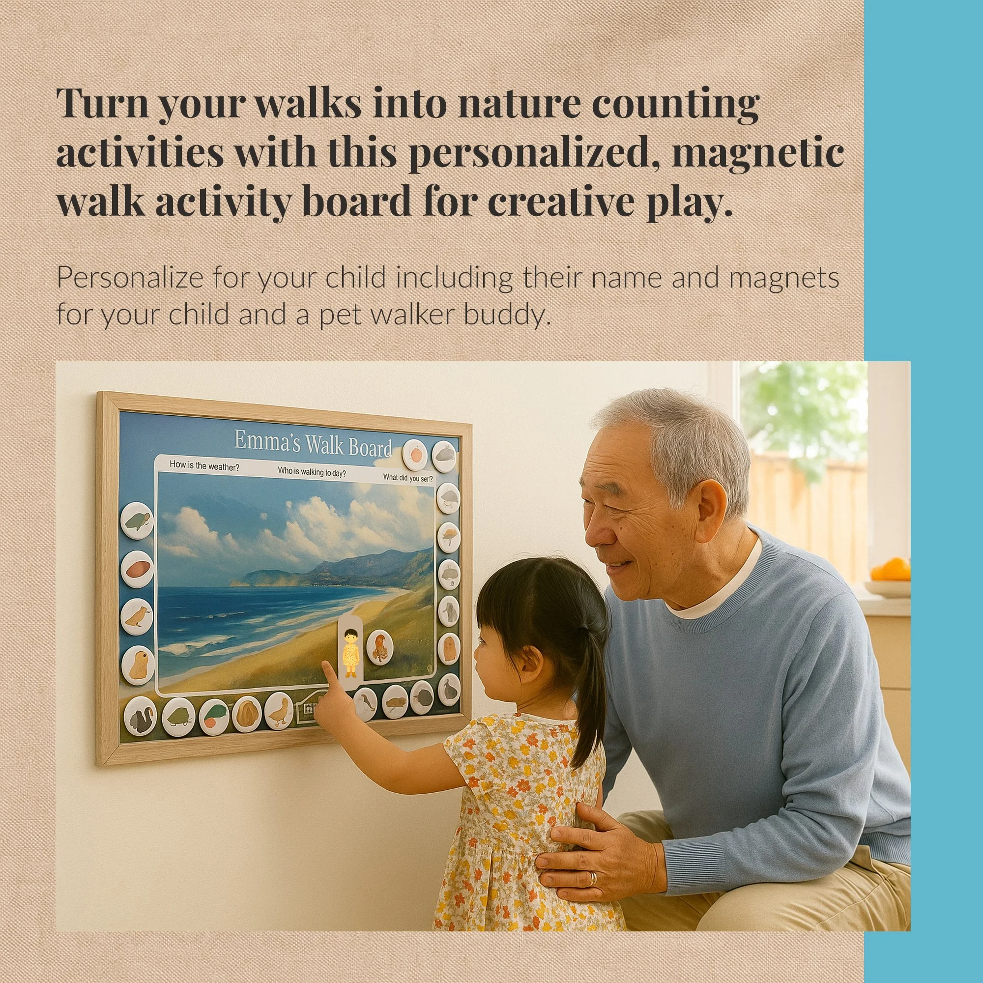Magnetic Activity Walk Board for Creative Play Beach Scene