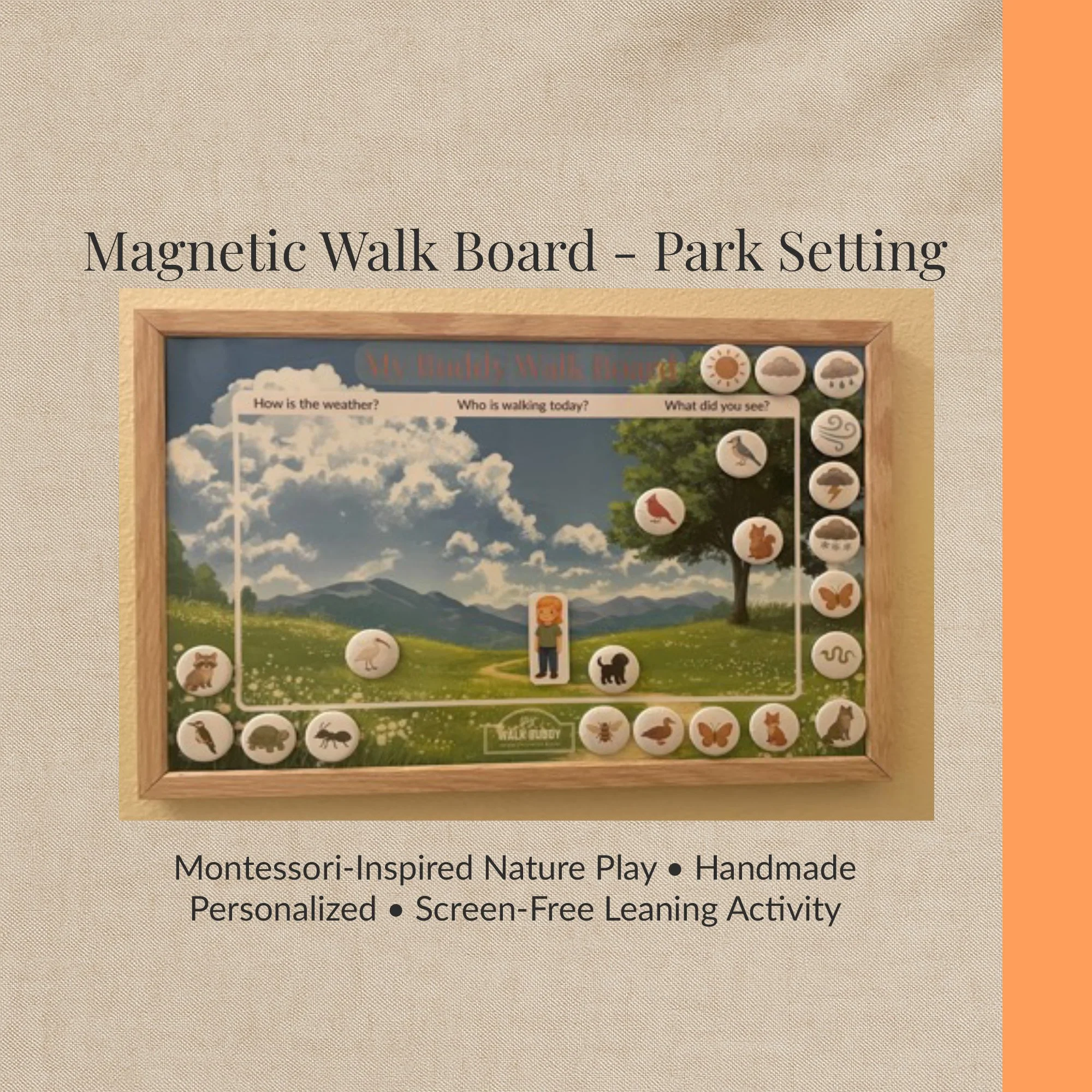 Montessori Inspired Magnetic Walk Board Park Setting