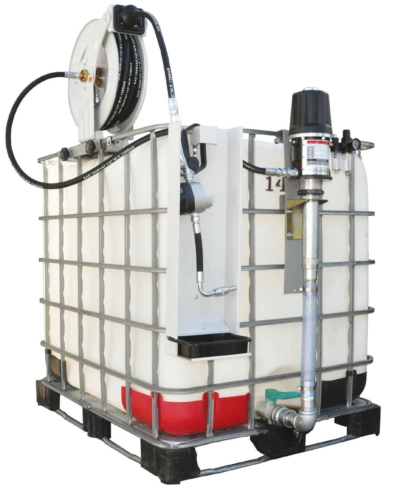 Kit neumático de uso Industrial con bomba de colocación lateral en contenedor de 1000L (L5400P)