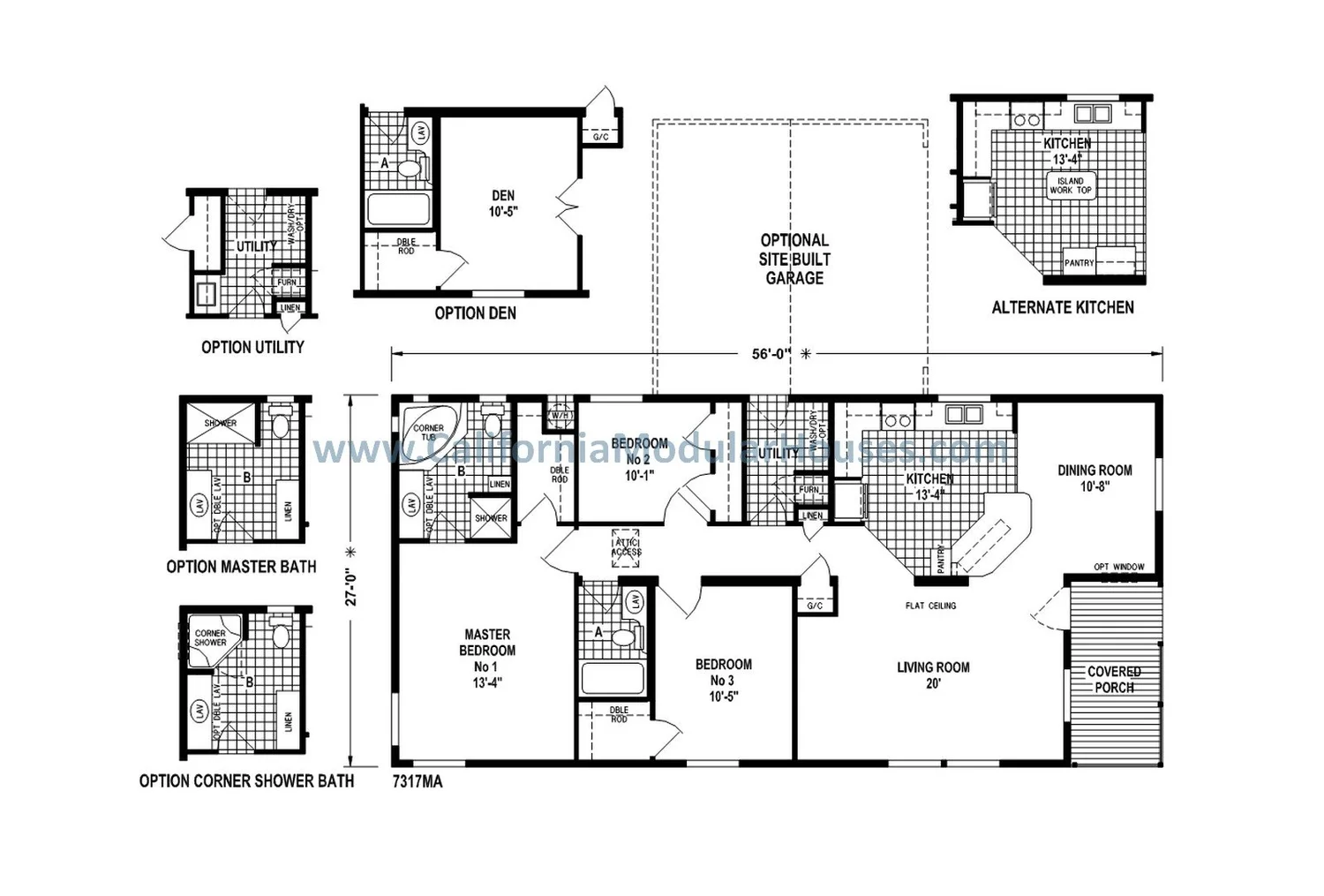 The Ione – 1,422 sq ft Prefab Modular Home Floor Plan — California ...